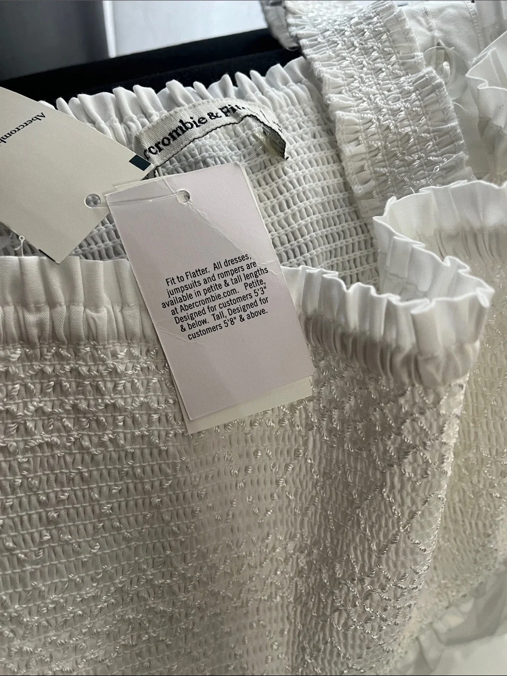 Abercrombie & Fitch White Maxi Sundress with Smocked Bodice
